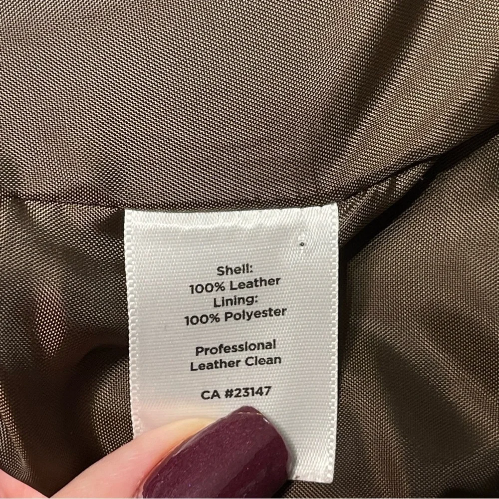 Talbots Brown Suede Leather Bomber Jacket Coat Size 14 - Picture 13 of 15